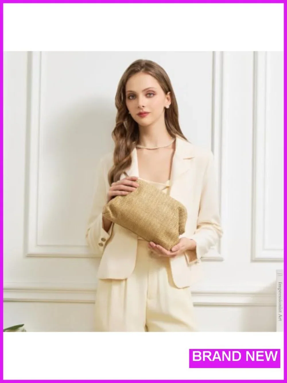 Woven Straw Clutch Purse Handbag Shoulder Crossbody Bag Summer Beach